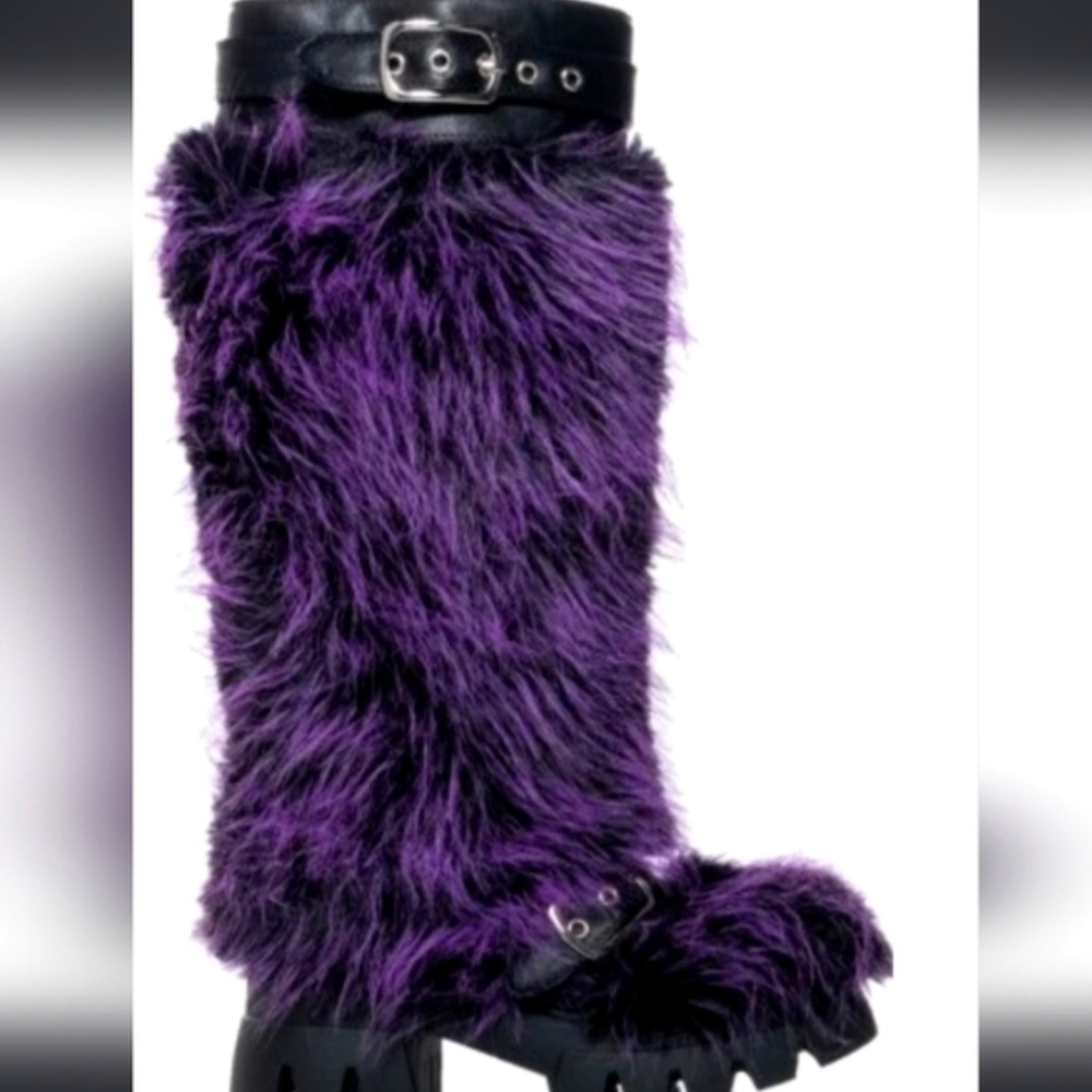 Azalea Wang Faux Fur Moto Boots 11